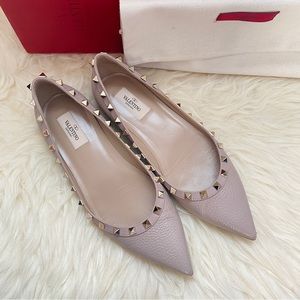 💯% AUTHENTIC Valentino Garavani Rockstud Ballet Leather Flat Shoes